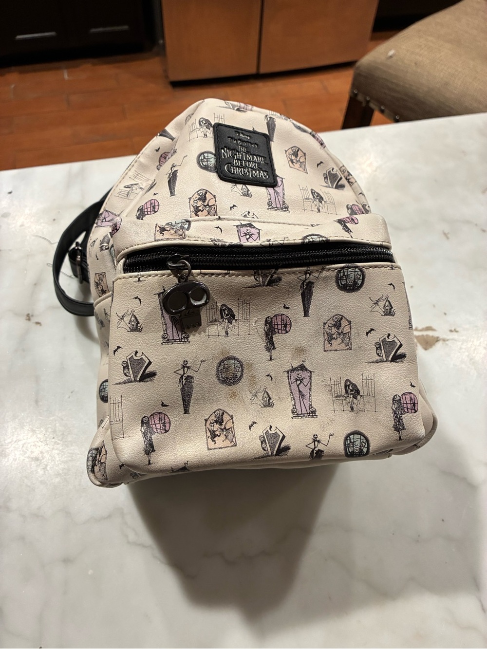 Loungefly The Nightmare Before Christmas White Backpack Tim Burton Jack+Sally
